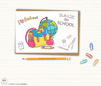 Preview of Back to school card printable