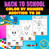 Back to school color by number addition 0- 20