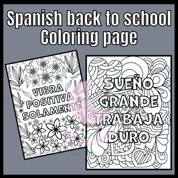 Preview of Back to school coloring page SPANISH craft activities Sub Plans Project primary
