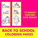 Back to school coloring pages: kawaii unicorn coloring pag