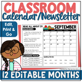 Back to school editable Classroom Newsletter Template and 
