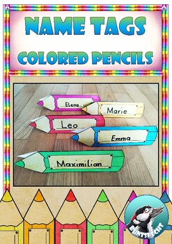 Preview of Back to school - enrollment: name tags in the form of colored pencils