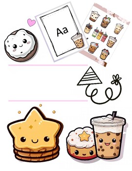 Preview of Back to school kawaii food classroom decoration (clip art, name tags, more)