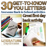 Back to school letter activities for middle / high school