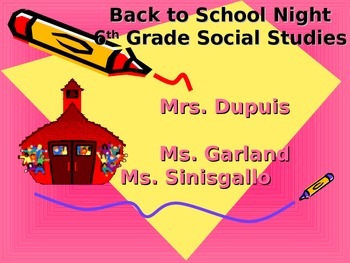Preview of Back to school night powerpoint - social studies - middle school