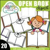 Back to school open Book colorful cute clipart {Happy clou