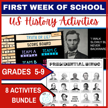 Preview of Back to school social studies activities for first week of school: US history