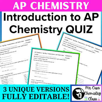 Preview of Background AP Chemistry Quiz (sig figs, nomenclature, mole conversions)