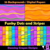 Clip Art Backgrounds | Dots and Stripes Digital Papers