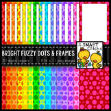 Background Paper and Borders – Bright Fuzzy Dots & Frames Bundle