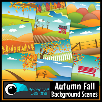 Preview of Autumn Fall Background Scenes Clip Art for Boom Cards™ and Google Slides™