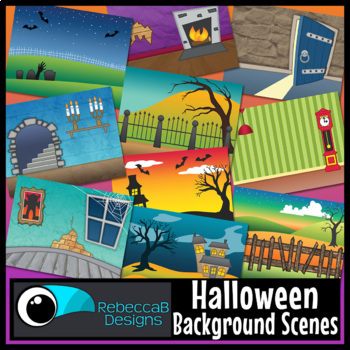 Preview of Halloween Background Scenes Clip Art for Boom Cards™ and Google Slides™