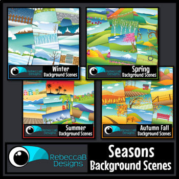 Preview of Seasons Background Scenes Clip Art Bundle for Boom Cards™ and Google Slides™