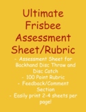 Backhand Disc Throw & Catch Assessment Sheet/Rubric