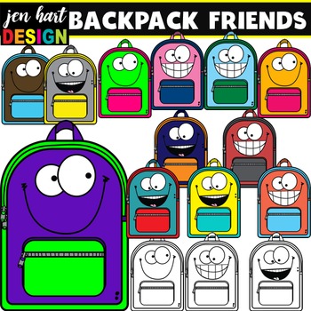 Backpack Clipart (Blank and Friendly Faces)