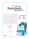 Backpack Packing Word Search