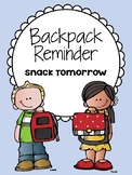 Backpack Reminder - Snack Reminder (English / Spanish)