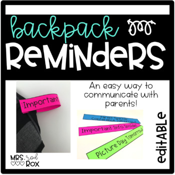 Preview of Backpack Reminders for Parent Communication