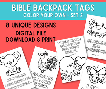 Preview of Backpack Tags - Color Your Own Set 2