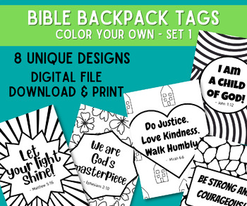 Preview of Backpack Tags - Color Your own Set 1