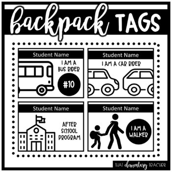 Backpack Tags | Editable by That Elementary Teacher | TPT