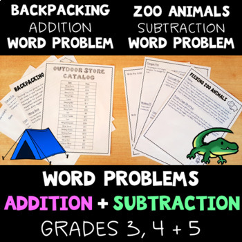 Backpacking And Feeding Zoo Animals - Addition And Subtraction Word 