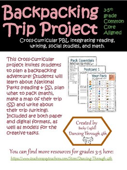 Preview of Backpacking Project SS, Math, Reading, Writing PBL/ Distance Learning