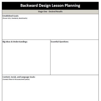Preview of Backward Design UbD - Lesson Plan PDF Template