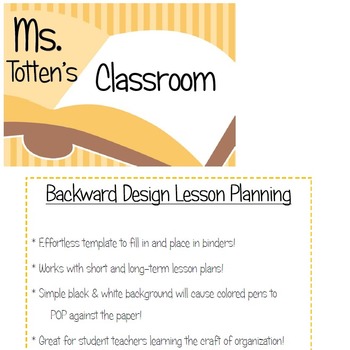 Backward Design UbD - Lesson Plan PDF Template by MsTottensClassroom