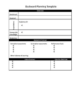 Preview of Backward Planning Template Organizer