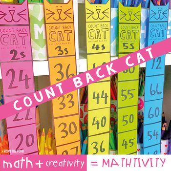 Preview of Backward Skip Counting Math Craft - Count Back Cat