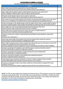 Backwards planning checklist for new teachers by Tanushree Angirish