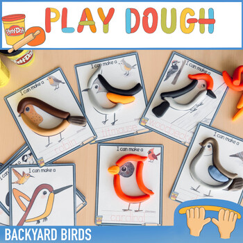 Preview of Backyard Birds Play Dough Mats Fine Motor Skills Visual Cards Quiet Time