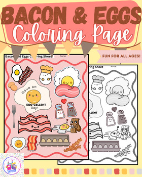 Preview of Bacon and Eggs Coloring FREEBIE - Doodle -  Art - Page Digital File