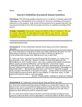 9 Bacon's Rebellion Assignments by Caravel Curriculum