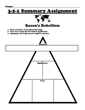 9 Bacon's Rebellion Assignments by Caravel Curriculum