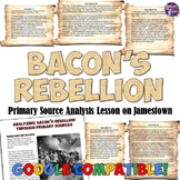 Bacon's Rebellion Primary Source Analysis Activity for 13 