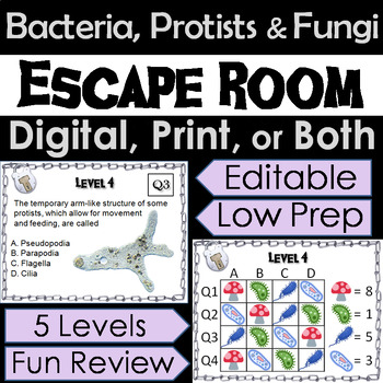 Preview of Bacteria, Protists & Fungi Activity: Biology Escape Room (Science Breakout Game)