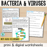 Bacteria & Viruses - Reading Comprehension Worksheets