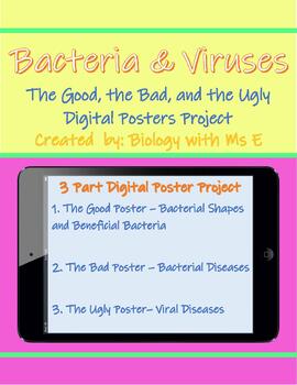 Preview of Bacteria & Viruses Good,Bad,Ugly Digital Posters *Editable*Word DOC*PROJECT*BIO