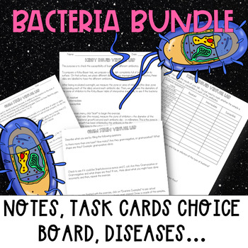 Preview of Bacteria bundle: notes, virtual labs, bacterial diseases, choice board...