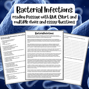 Preview of Bacterial Infections Reading Passage W/ Multiple Choice and Essay Questions