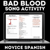 Bad Blood Spanish Version -  Spanish Class Music Cloze Act