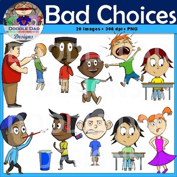 Preview of Bad Choices Clip Art (Behavior, Negative, Rules, counseling)