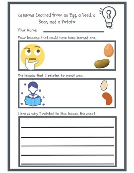 Preview of Bad Egg, Good Seed, Cool Bean, Couch Potato Comprehension Worksheet