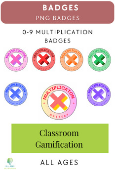 Preview of Badges for Multiplication Facts 0-9 PNG Clipart
