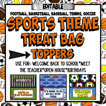 Preview of Bag Toppers for Teachers, Staff, or Students (Sports Theme) Treat Bags