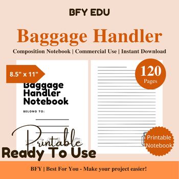 Preview of Baggage Handler Notebook 8.5″ x 11″ 120 Pages