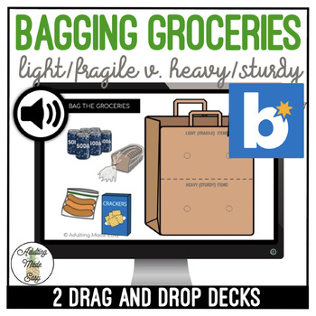 Preview of Bagging Groceries Drag & Drop Boom Cards SS