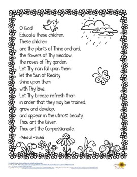 baha'i prayer coloring page "o god educate these children